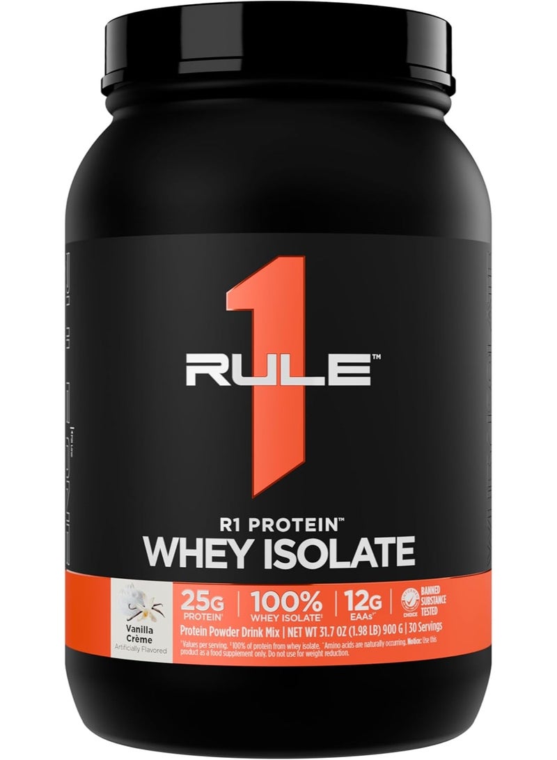 Rule1 Whey Protein Isolate Powder, Vanilla Cream, 1.9 lb, 25g Protein per Serving, Low Carb & Low Fat, Fast-Digesting Protein - Image 1